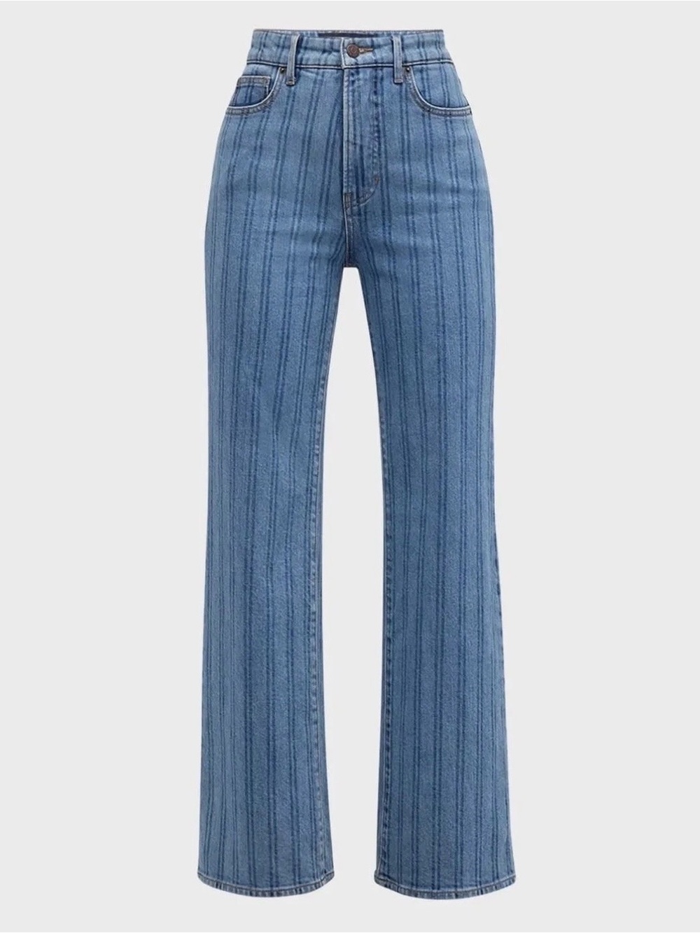 Veronica Beard Crosbie High-Rise Wide Leg Striped Blue Jeans